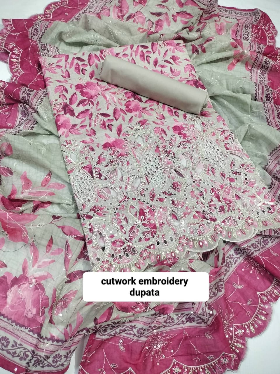 Bin Saeed Cut Work Lawn Unstitched 3 Piece Suit