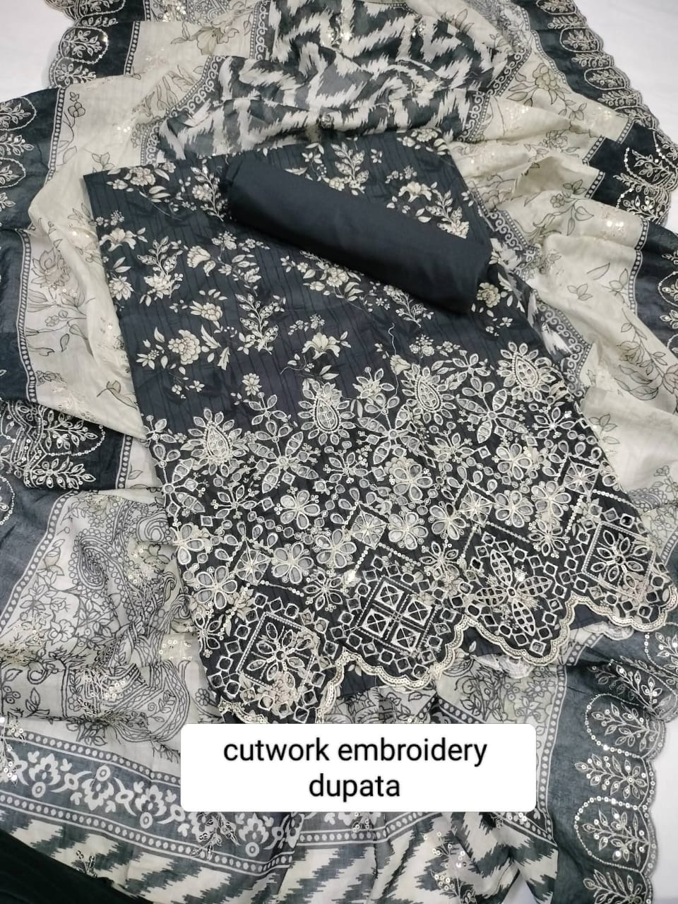 Bin Saeed Cut Work Lawn Unstitched 3 Piece Suit