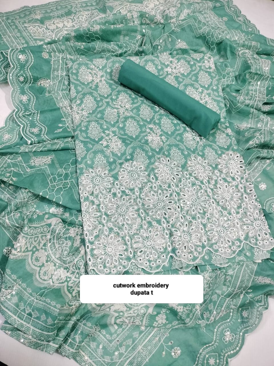 Bin Saeed Cut Work Lawn Unstitched 3 Piece Suit