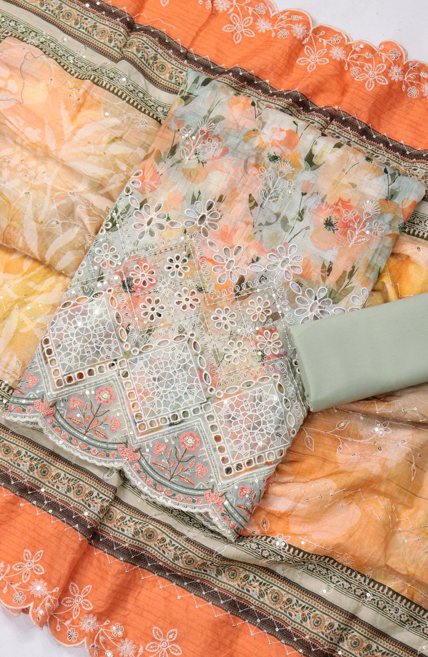 Bin Saeed Embroidered Lawn Unstitched 3 Piece Suit