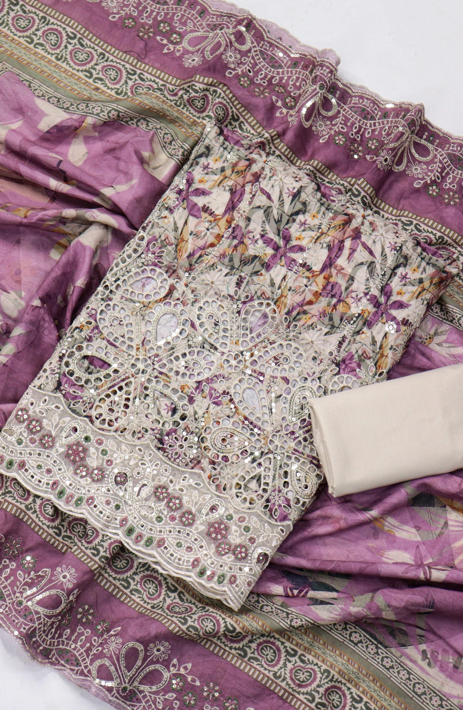 Bin Saeed Embroidered Lawn Unstitched 3 Piece Suit