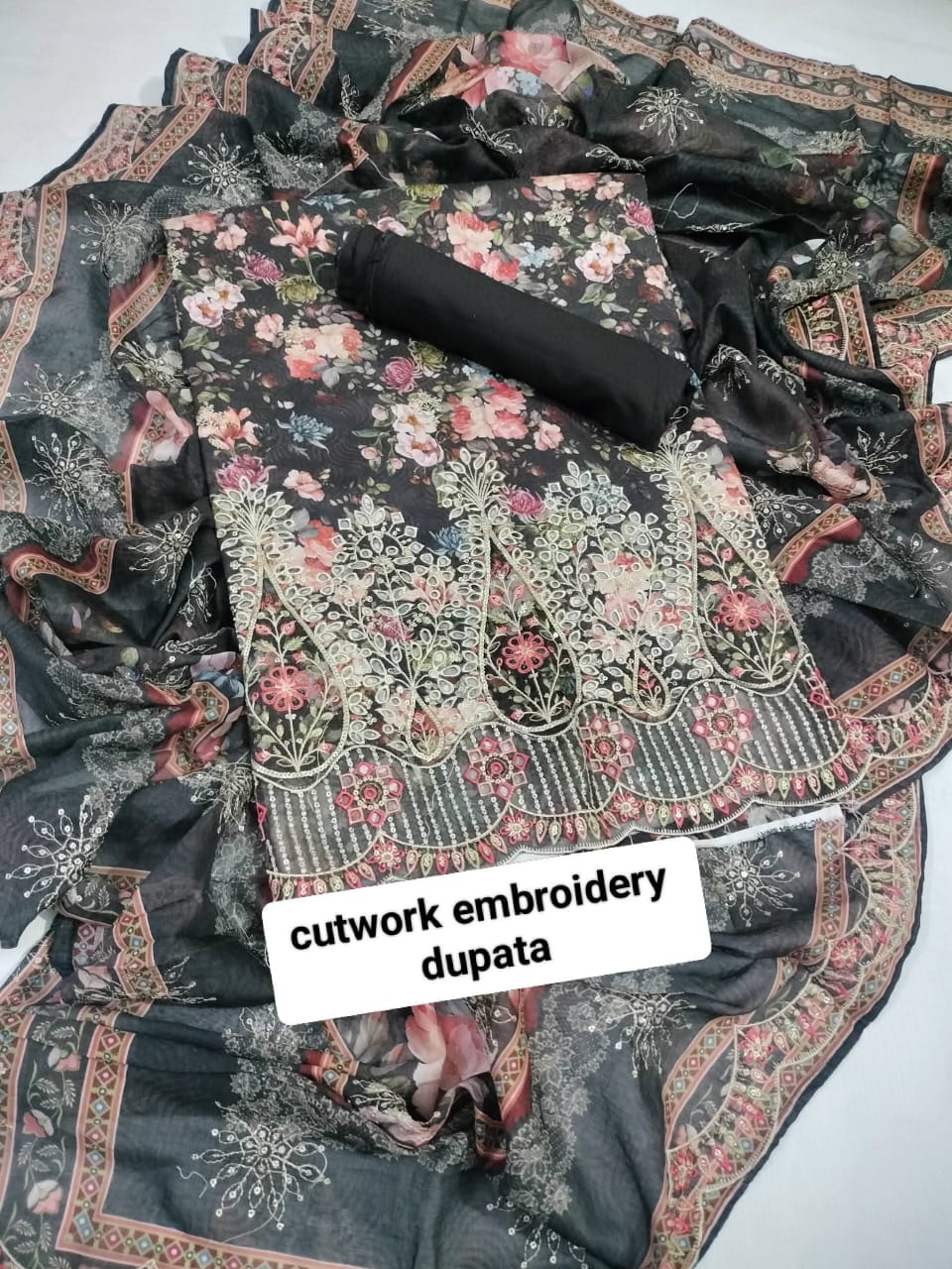 Bin Saeed Cut Work Lawn Unstitched 3 Piece Suit