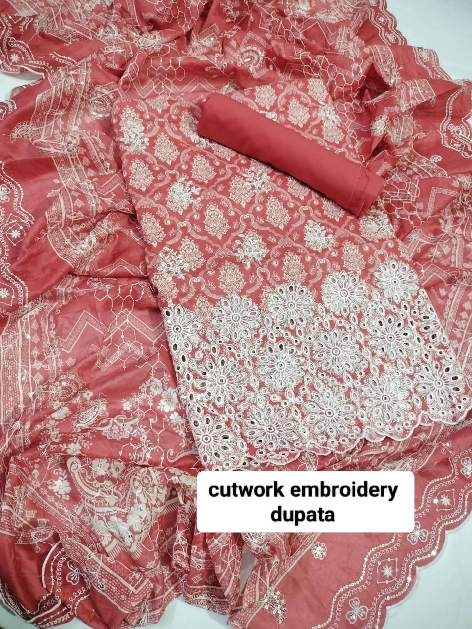 Bin Saeed Cut Work Lawn Unstitched 3 Piece Suit