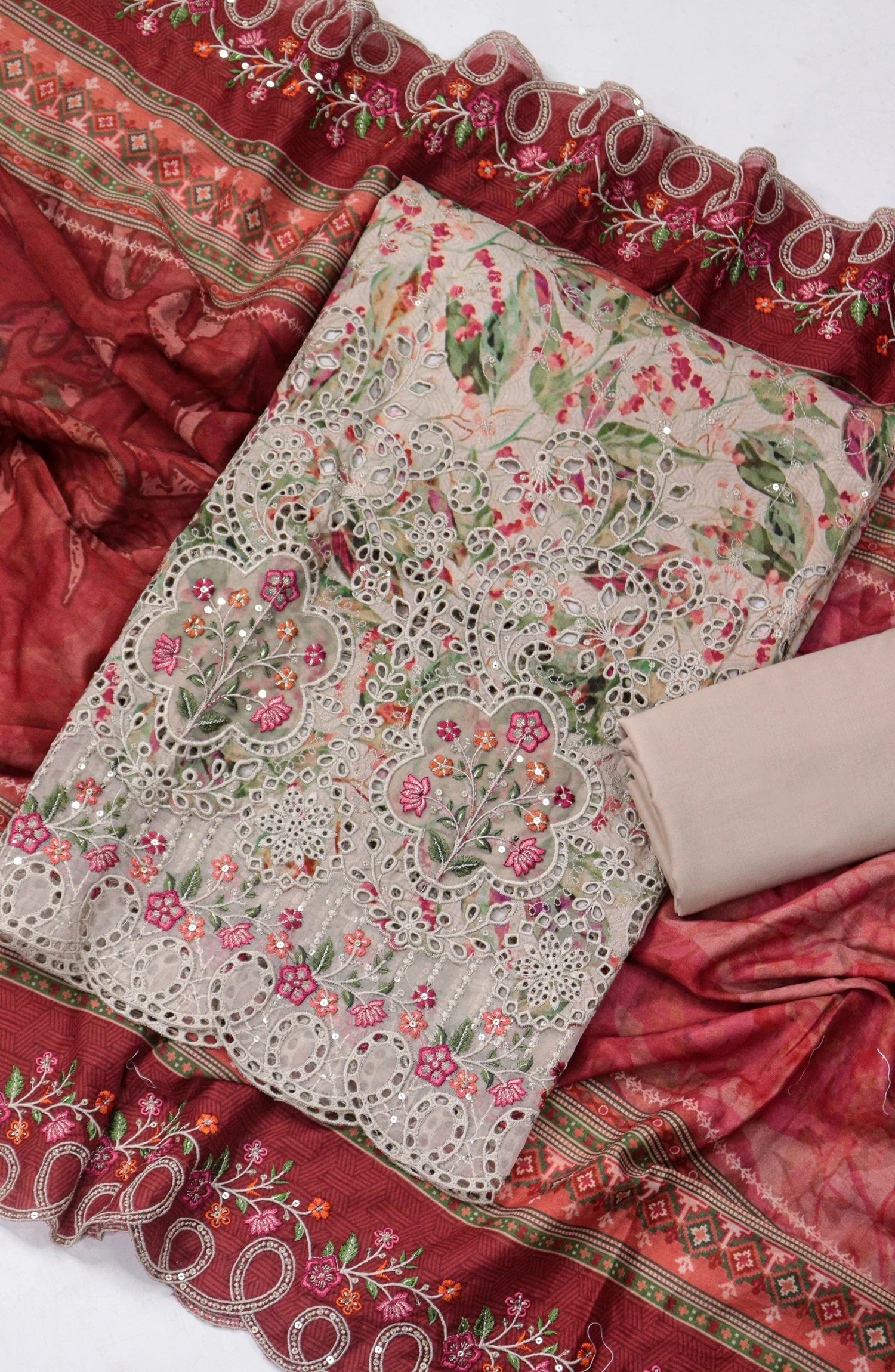 Bin Saeed Embroidered Lawn Unstitched 3 Piece Suit