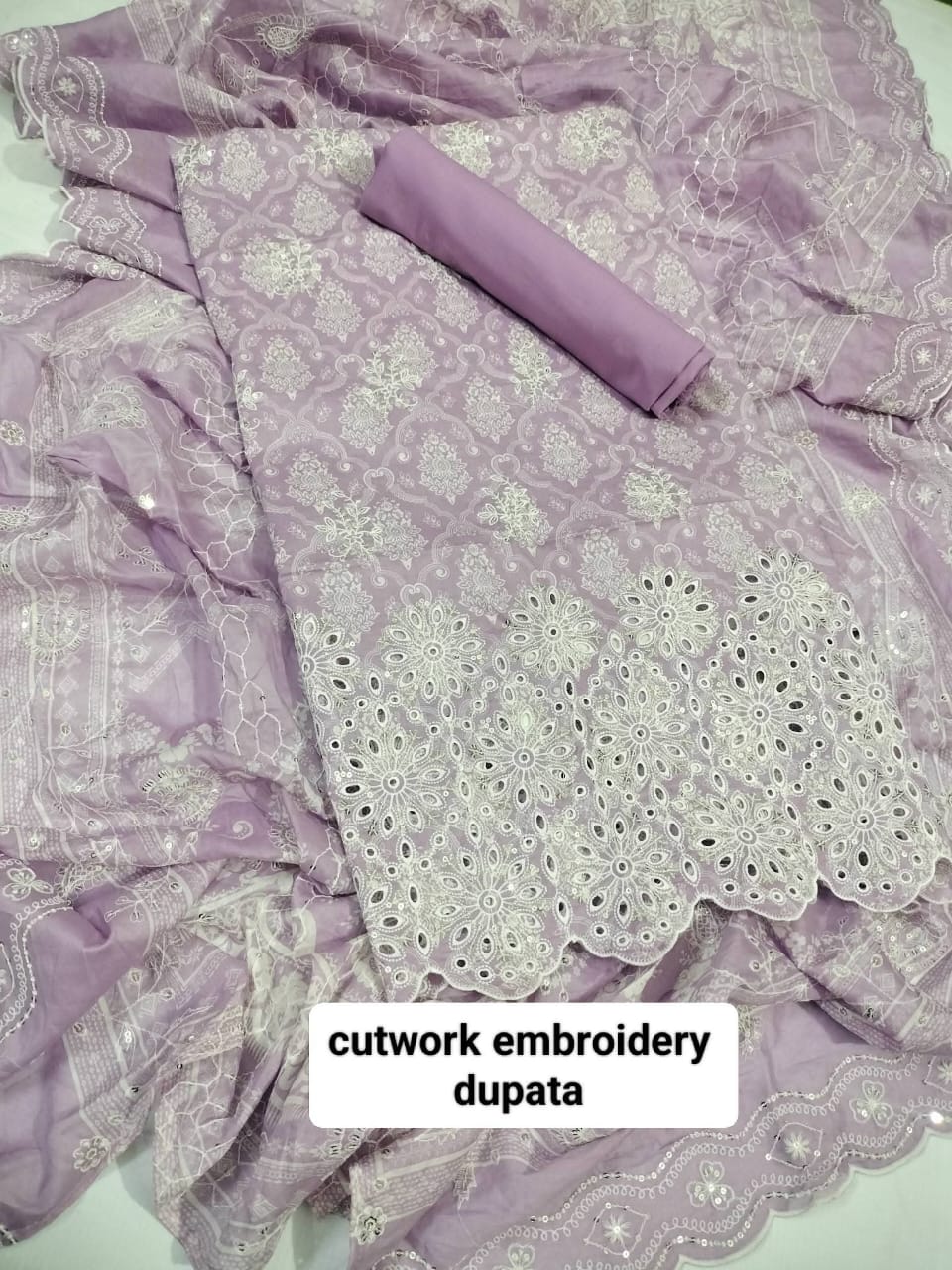 Bin Saeed Cut Work Lawn Unstitched 3 Piece Suit