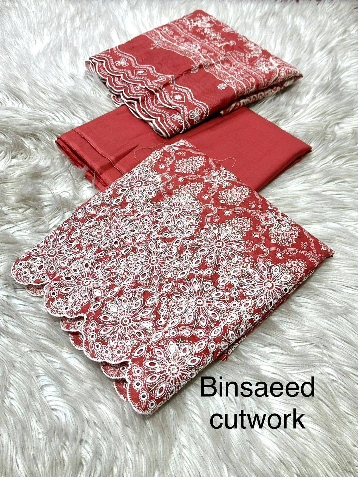 Bin Saeed Embroidered Lawn Unstitched 3 Piece Suit