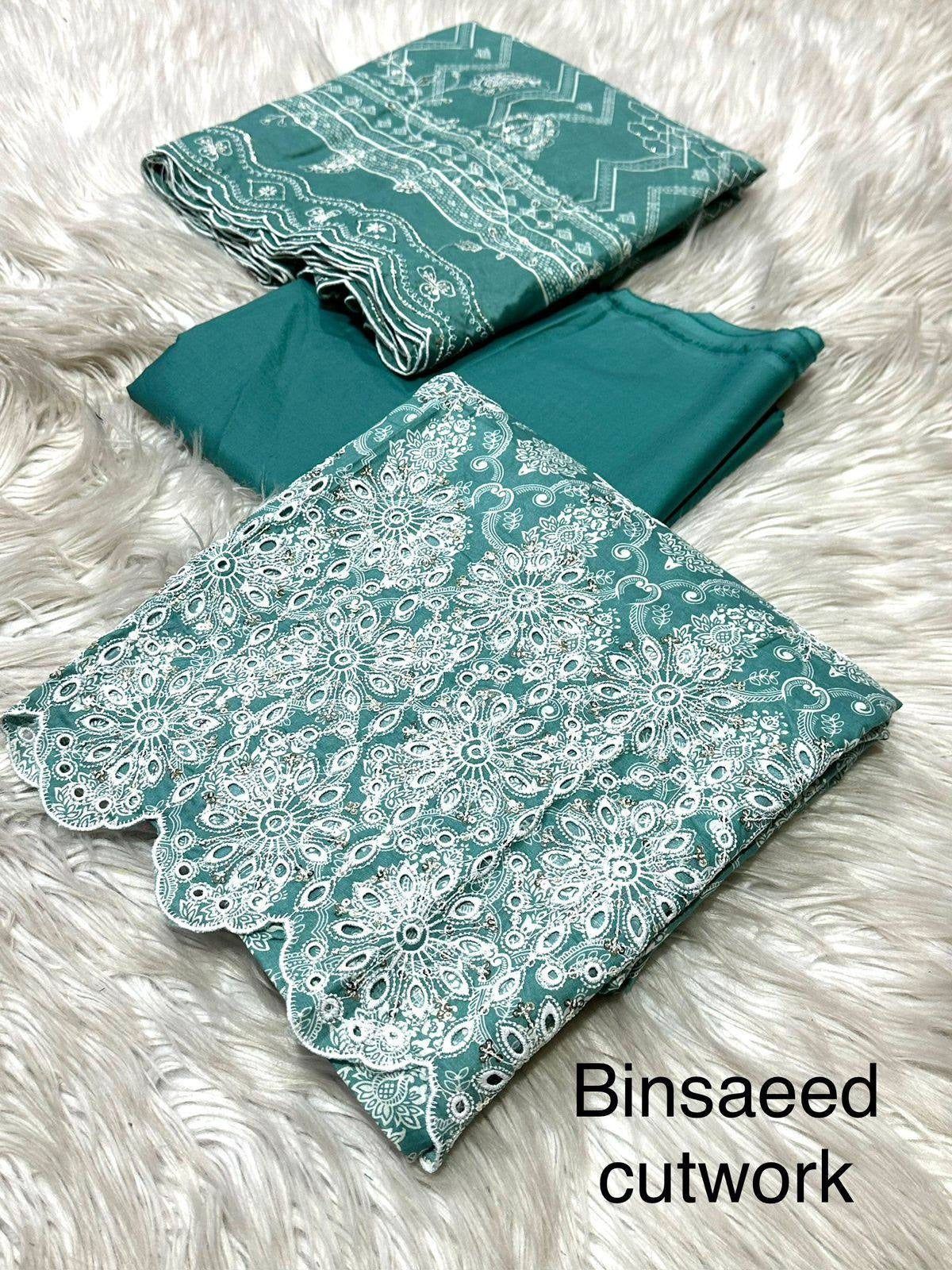 Bin Saeed Embroidered Lawn Unstitched 3 Piece Suit