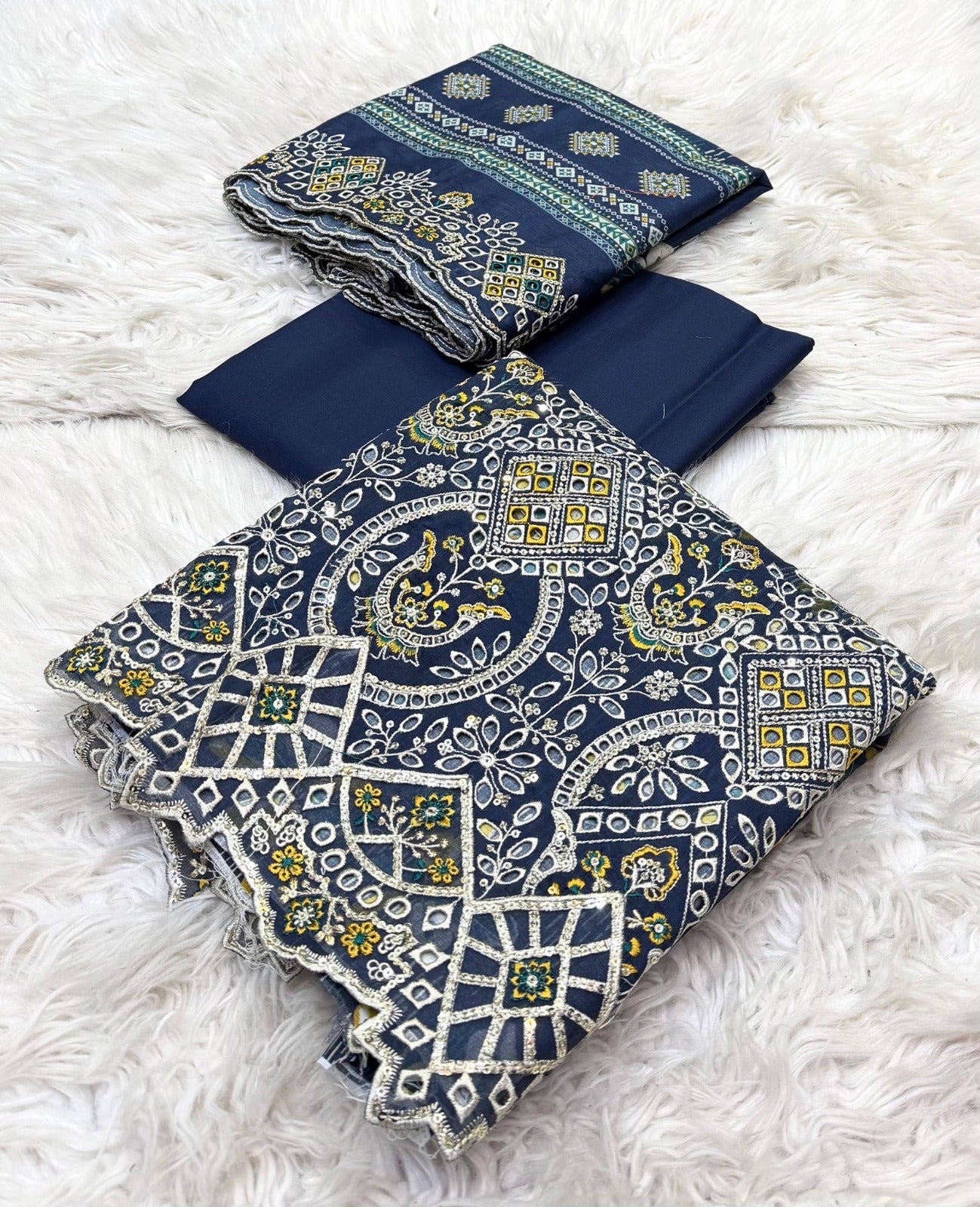 Bin Saeed Embroidered Lawn Unstitched 3 Piece Suit