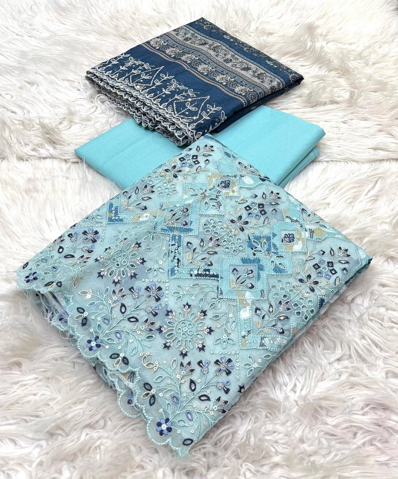 Bin Saeed Embroidered Lawn Unstitched 3 Piece Suit