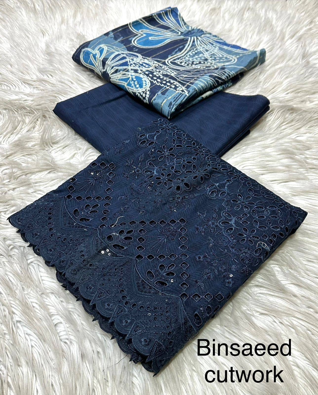 Bin Saeed Embroidered Lawn Unstitched 3 Piece Suit