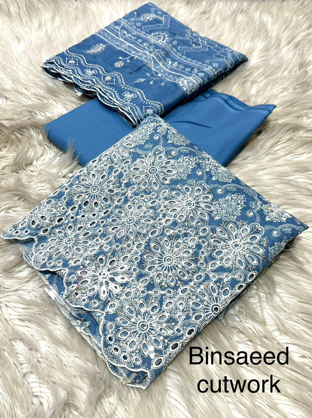 Bin Saeed Embroidered Lawn Unstitched 3 Piece Suit