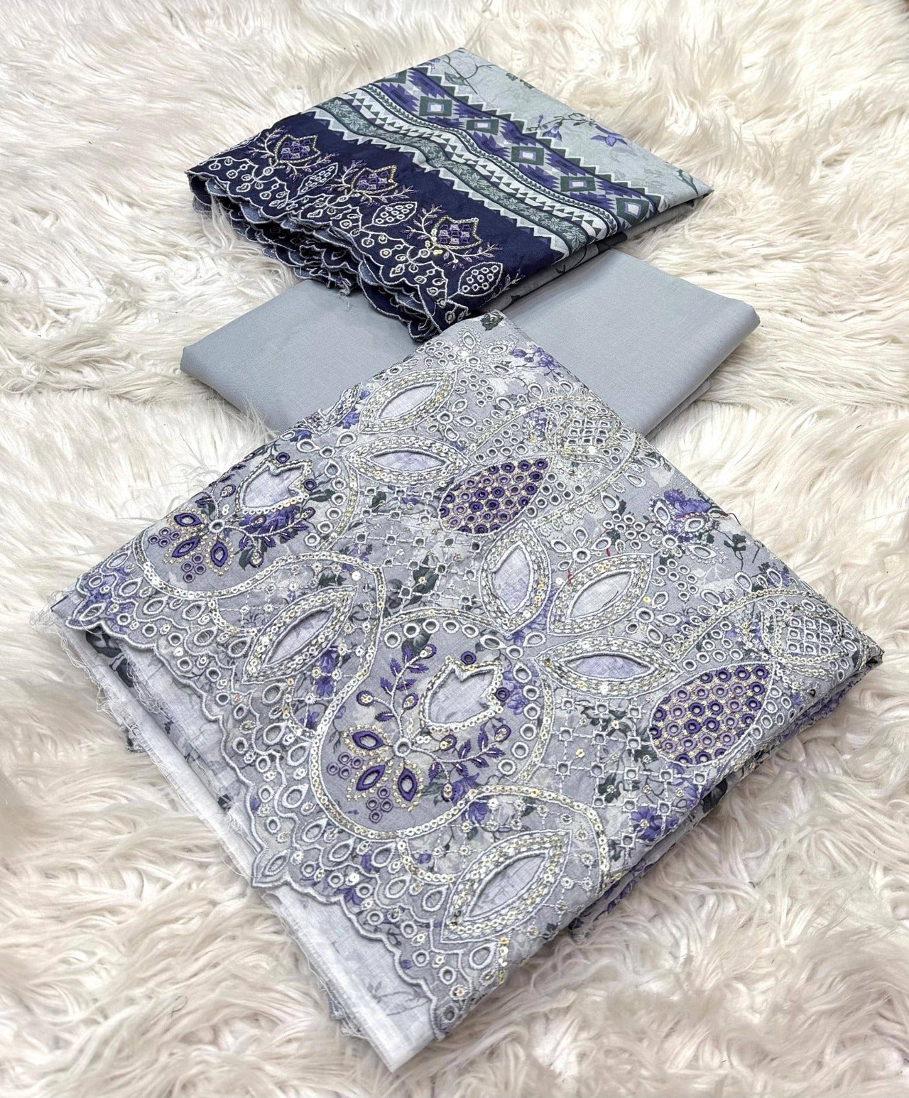 Bin Saeed Embroidered Lawn Unstitched 3 Piece Suit